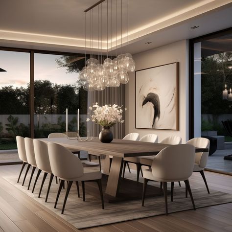 Dining Room Ideas Modern Luxury, Dinning Area Design Modern, Luxury Kitchen Table, Modern Dining Table And Chairs, Big Dining Table, Dining Room Design Luxury, Dining Room Design Modern, Dinning Room Design, Dining Room Interiors