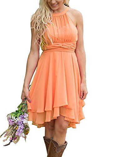 Western Wedding Guest Dress, Western Wedding Guest, Orange Dress Wedding, Country Bridesmaid, Country Bridesmaid Dresses, Patterned Bridesmaid Dresses, Wedding Dress Material, High Low Bridesmaid Dresses, Dress Western