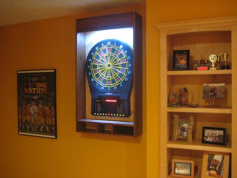 Electronic Dart Board Cabinet, Kitchen Nook Lighting, Dart Machine, Dartboard Cabinet, Electronic Dart Board, Dart Board Cabinet, Home Game Room, Billiards Table, Skill Games