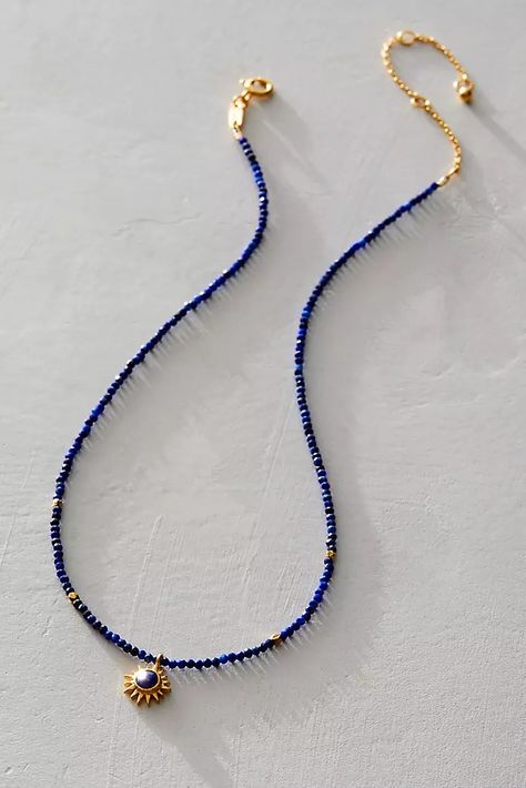 Women's Jewelry | Free People Hip Jewelry, Homemade Necklaces, Starburst Pendant, Satya Jewelry, Round Bead Necklace, Necklace Inspiration, Making Necklaces, Blue Beaded Necklace, Free People Jewelry