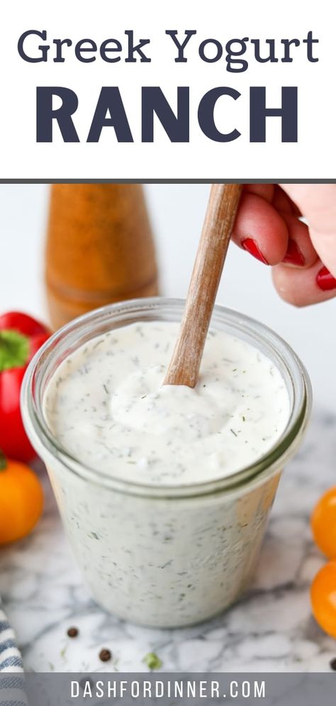 Have you ever wondered if you could make ranch dressing without mayonnaise or sour cream? Good news - you can! This Greek Yogurt Ranch recipe is the perfect healthy swap for ranch dressing, and it's packed with protein to boot. All you need are a few simple seasonings and your favorite yogurt to get started. Great for weekly meal prep. Ranch Dip Recipe Sour Cream, Make Ranch Dressing, Greek Yogurt Dressing Recipes, Yogurt Ranch Dip, Greek Yogurt Ranch Dip, Greek Yogurt Ranch Dressing, Ranch Seasoning Recipes, Healthy Ranch Dressing, Yogurt Ranch Dressing