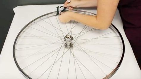 She Takes A Bike Rim And Makes The Most Unique Item For Her Home! | DIY Joy Projects and Crafts Ideas Bike Rims Ideas, Diy Joy, Kids Corner, Silk Flower, Diy Hacks, Crafts Ideas, Crafts To Do, Wall Clocks, Conversation Piece