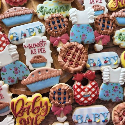 Pie Gender Reveal, Sweet As Pie Party, Baby Shower Pie Theme, Cutie Pie Baby Shower Theme Cookies, Cute As Pie Baby Shower Theme, Cutie Pie Themed Baby Shower Ideas, A Little Cutie Pie Baby Shower Theme, Baking Baby Shower Theme, Cutie Pie Baby Shower Theme Decor