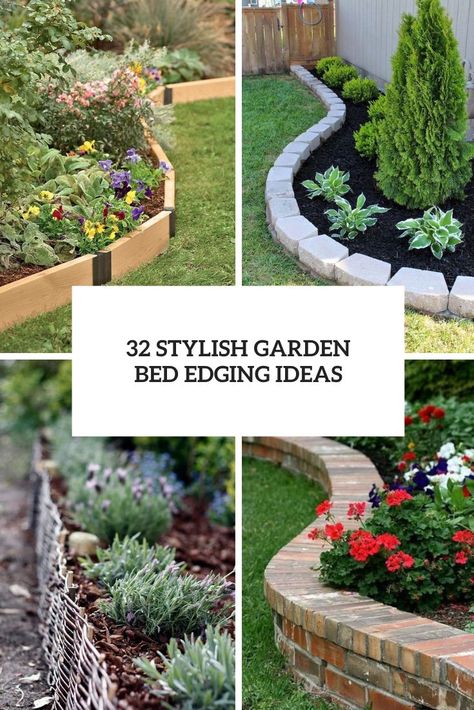 32 Stylish Garden Bed Edging Ideas - Shelterness Rounded Garden Edging, Stone Edged Flower Beds, Raised Garden Bed Edging Ideas, Flower Bed Trim Ideas, Flagstone Border Flower Beds, Raised Garden Border Ideas, Landscaping Blocks Edging, Brick Garden Edges And Borders, L Shaped Flower Bed Ideas