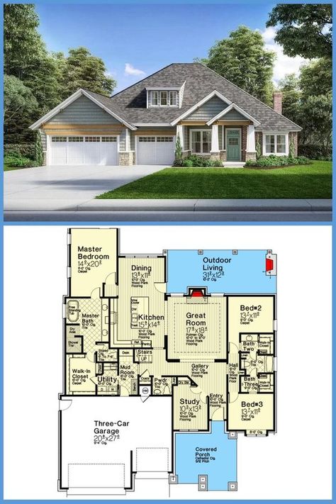 American House Design, American House Plans, American House, Craftsman House Plan, Craftsman House, House Floor Plans, House Plan, Apricot, House Plans