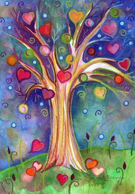 TIPS FOR TODAY: # 1 – OMG, could this pic from I Love Nature be… Pride Paintings, Positive Cards, Painted Canvases, Heart Painting, Color Meanings, Art Et Illustration, Heart Tree, Art And Illustration, Mail Art