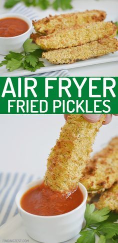 Air Fryer Pickles, Fried Pickle Spears, Princess Recipes, Easy Fried Pickles, Air Fryer Fried Pickles, Recipes Airfryer, Pickle Spears, Fried Dill Pickles, Deep Fried Pickles