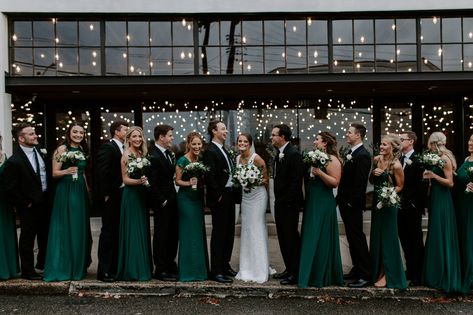 Wedding With Dark Green, Emerald Green Wedding Palette Fall, Modern Emerald Green Wedding, Forest Green Winter Wedding Theme, Evergreen And Black Wedding, Wedding Colors Black And Green, Dark Rustic Wedding Dress, Emerald Green Industrial Wedding, Green Wedding Theme Forest