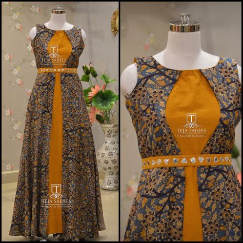 @iragrynda Kalamkari Dresses, Long Gown Design, Salwar Designs, Long Kurti Designs, Long Gown Dress, Long Dress Design, Girls Frock Design, Salwar Kamiz, Dress Neck Designs