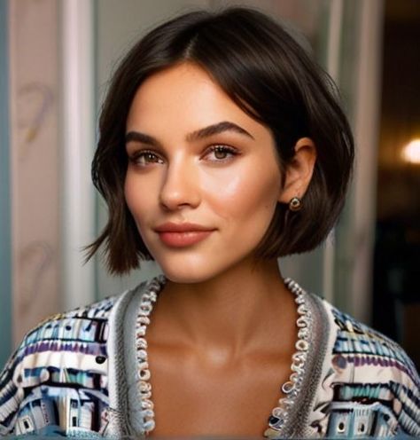 Choppy Bob Hairstyles Round Faces, Messy Bob Thick Hair, French Bob Hairstyles, Short French Bob, Mid Hairstyles, Brunette Short, Summer Haircut, Short Brunette Hair, Rambut Brunette