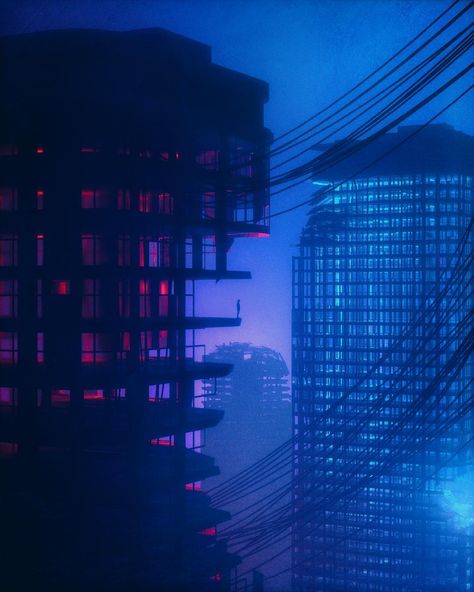 Neon Noir, City At Night, Cyberpunk Aesthetic, Cyberpunk City, Arte Cyberpunk, Neon Aesthetic, Mitsubishi Lancer Evolution, Fantasy City, Neo Noir