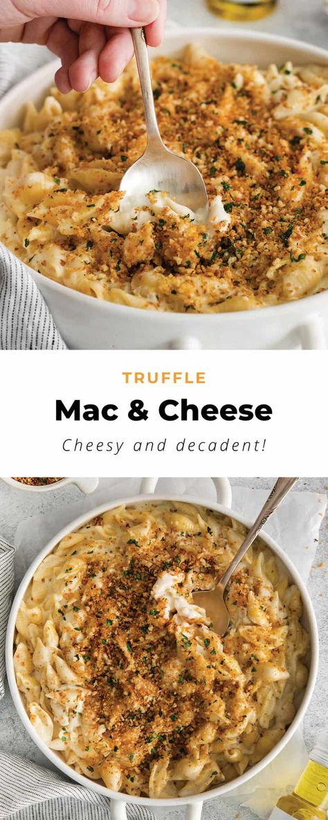 Truffle Mac and Cheese is easier to make than you think! Mac And Cheese With Truffle Oil, Truffled Mac And Cheese, Truffle Oil Mac And Cheese, Truffle Macaroni And Cheese, White Truffle Mac And Cheese, Baked Mac And Cheese Recipe Christmas, Fall Mac And Cheese Recipe, Black Truffle Mac And Cheese, Truffle Mac N Cheese