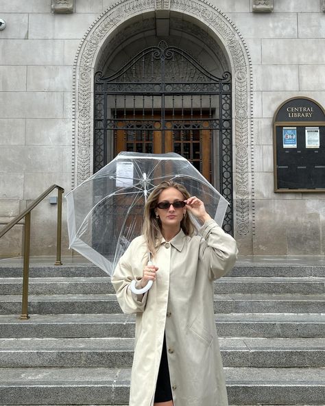 Sick of the rain tbh . . . . . . Classy outfit, pre-spring, spring style, trench coat, rainy day, spring transition outfits, classy chic, Pinterest inspired, minimal outfit, fall fashion, 90’s aesthetic, model off duty, Parisian style, coffee lover #springoutfitideas #minimalaesthetic #90svintage #modeloffduty Raincoat Outfit Aesthetic, Rain Day Outfit, Outfits Classy Chic, Raining Day Outfit, Spring Transition Outfits, Style Trench Coat, Rain Outfit, Raincoat Outfit, Emma Rose