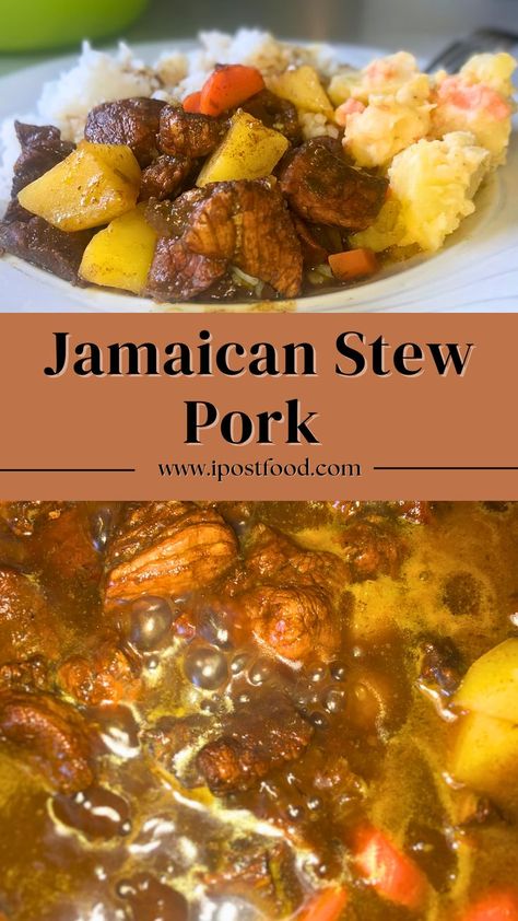 Try my Jamaican Stew Pork recipe for dinner any time. Get the full recipe at www.ipostfood.com Caribbean Pork Recipes, Pork Stew Meat Recipes Slow Cooker, Stew Pork Recipes, Pork Gravy Recipe, Pork Stew Meat Recipes, Jamaican Stew, Pork Stew Meat, Eastern Recipe, Pork Soup Recipes