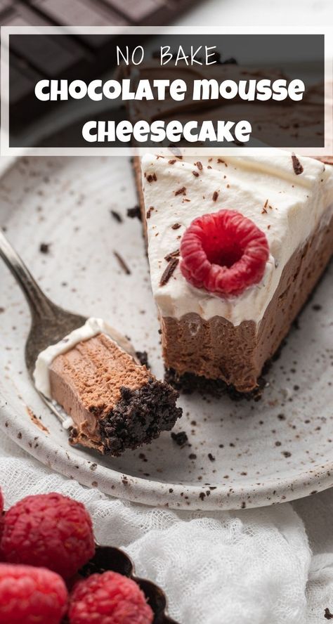 No Bake Chocolate Mousse, Cheesecake Mousse Recipe, Chocolate Mousse Cheesecake, Mousse Cheesecake, No Bake Chocolate Cheesecake, Oreo Cookie Crust, Chocolate Cheesecake Recipes, Cheesecake Mousse, Chocolate Mousse Recipe