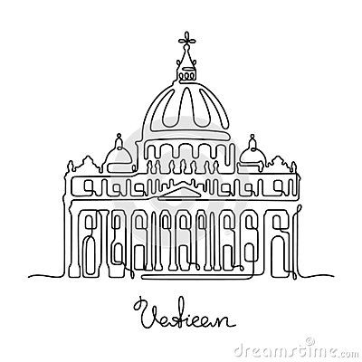 Saint Peters Basilica, St. Peter’s Basilica, Continuous Line Art, Logo Travel, St Peters Basilica, Line Vector, Minimalist Drawing, Line Art Tattoos, Architectural Sketch