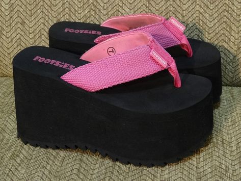 platform flip flops | the_saint_rampage | Flickr Cute Flip Flops Aesthetic, Platform Flip Flops Y2k, Pink Platform Flip Flops, Y2k Flip Flops, Flip Flop Platform, 2000s Shoes, Flip Flops Platform, Mcbling Fashion, Cute Flip Flops