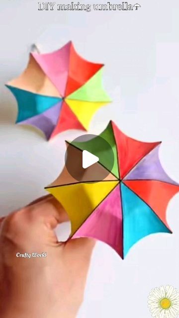 Umbrella Art And Craft, Origami Umbrella, Umbrella Craft, Preschool Craft Activities, Paper Umbrellas, Jute Crafts, Diy Crafts For Kids Easy, Paper Crafts For Kids, Origami Easy