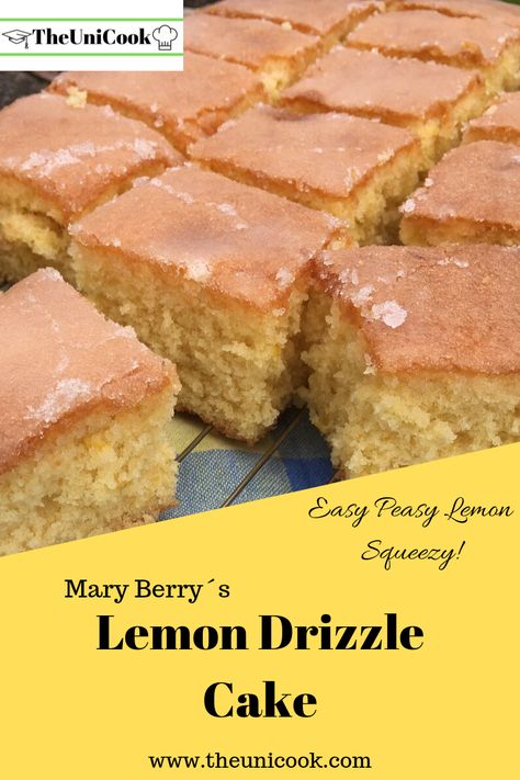 Mary Berry Lemon Drizzle Cake, Carrot Cake Traybake, Mary Berry Recipes Baking, Lemon Drizzle Traybake, Easy Lemon Drizzle Cake, White Chocolate Brownies Recipe, Traybake Recipes, Chocolate Traybake, Mary Berry Recipe