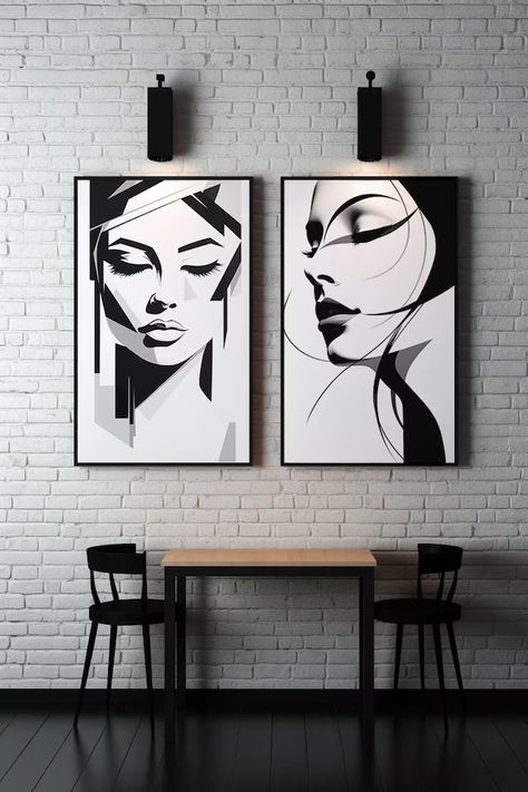 Traceable Art, Modern Art Black And White, Line Art Painting, Large Wall Canvas, Boho Prints, Female Art Painting, Abstract Decor, Art Line, Artwork Images