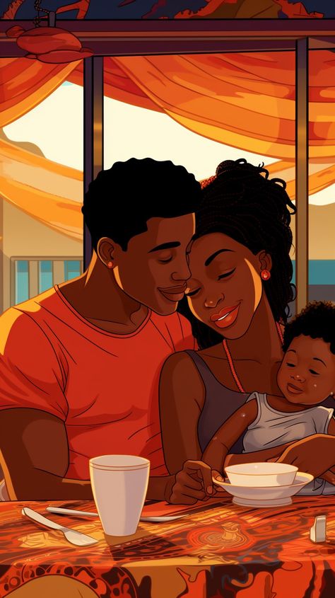 Black Family Illustration Art, Black Family Aesthetic Drawing, Black Family Illustration, Happy Moments Aesthetic, Black Family Art, Family Is Important, Black Clipart, Black Power Art, Relationship Prayer