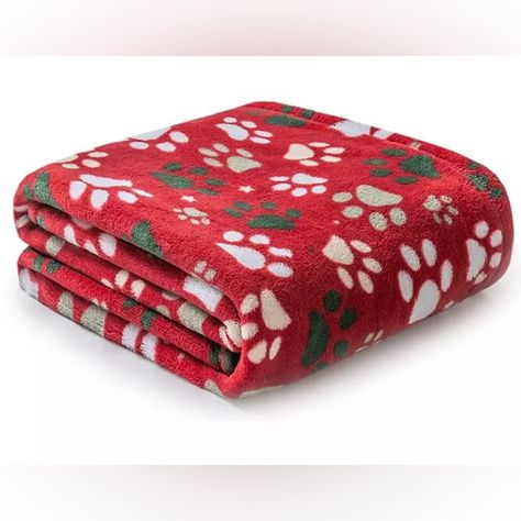 With So-Soft Plush Fleece Fabric And A Paw Print Pattern In Shades Of Red, White, Tan And Green, This Very Merry Throw Delivers Toasty Warmth Through Chilly Days And Nights. It's A Cozy Way To Add A Little Extra Festive Flair To A Bedroom, Living Room Or Home Office. It Makes A Great Gift For Any Pet Or Animal Lover In Your Life Too. Measures: 60” L X 50” W Comes Brand New In Package Christmas Lap Blanket, Fur Bed Throw, White Faux Fur Throw, Paw Print Pattern, Faux Fur Bedding, Soft Paws, Fur Bedding, Holiday Blankets, Holiday Throw