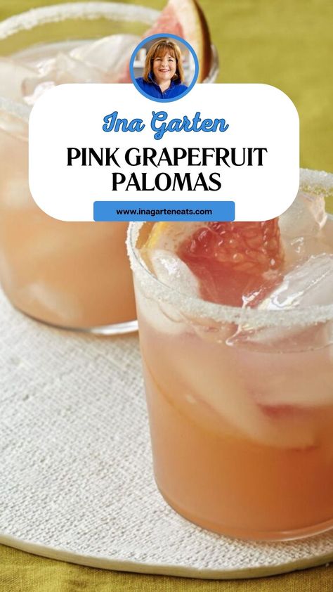 Ina Garten Pink Grapefruit Palomas Grapefruit Paloma Recipe, Grapefruit Juice Recipe, Ina Garden, Paloma Recipe, Juice Cocktails, Grapefruit Cocktail, Paloma Cocktail, Refreshing Cocktail, Tequila Cocktails