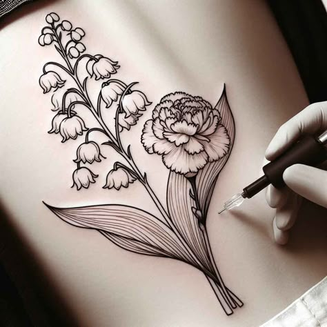 Amaryllis Tattoo, Carnation Flower Tattoo, Carnation Tattoo, Black Line Tattoo, February Birth Flowers, January Birth Flowers, Amaryllis Flowers, Daisy Tattoo, Birth Flower Tattoos