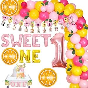 Lemon First Birthday, Lemon Party Decorations, Lemon Themed Party, Balloon Arch Kit, Birthday Photo Banner, 1st Birthday Party Decorations, First Birthday Party Decorations, Theme Birthday Party, First Birthday Photos