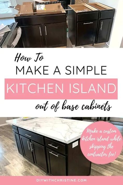 How To Add A Kitchen Island, How To Make A Island For Kitchen, Easy Island Diy, Kitchen Island Hacks Diy, Added Kitchen Island, Manufactured Home Kitchen Island, How To Build Island For Kitchen, Double Sided Island Storage, Temporary Kitchen Island Ideas