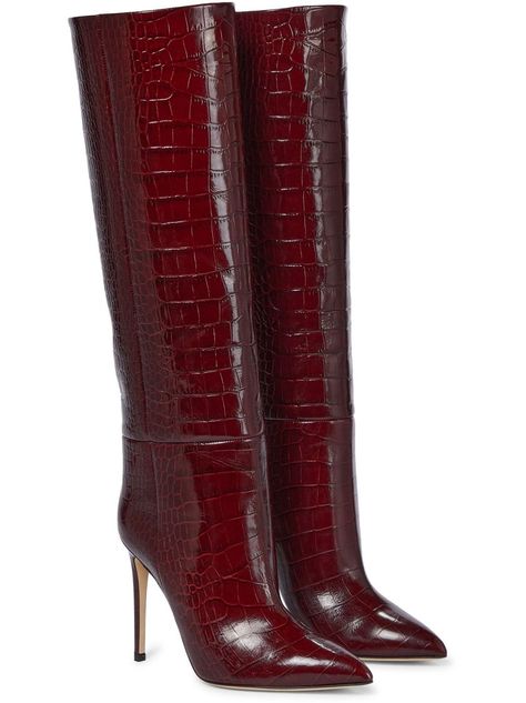 Paris Texas Croc-effect Leather Knee-high Boots Red Knee High Boots, Burgundy Boots, High Heeled Boots, Paris Texas, Trending Boots, Red Boots, Knee High Leather Boots, Winter 2022, Looks Chic