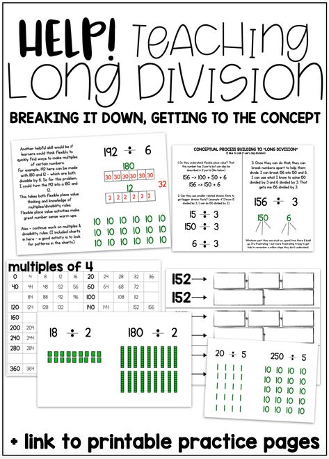 Long Division Strategies, 4th Grade Division, Teaching Long Division, Division Strategies, Early Numeracy, Division Activities, Number Talks, Long Division, Conceptual Understanding