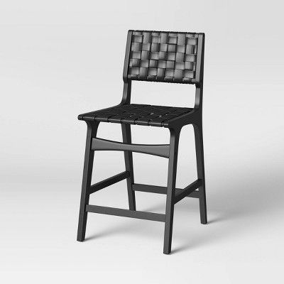 Ceylon Woven Counter Height Barstool Black/black - Opalhouse™ : Target Black Counter Stools, Brown Bar Stools, Black Counters, Wooden Counter, Comfy Seating, Black Bar Stools, Counter Height Bar, Outdoor Stools, Mid Century Dining