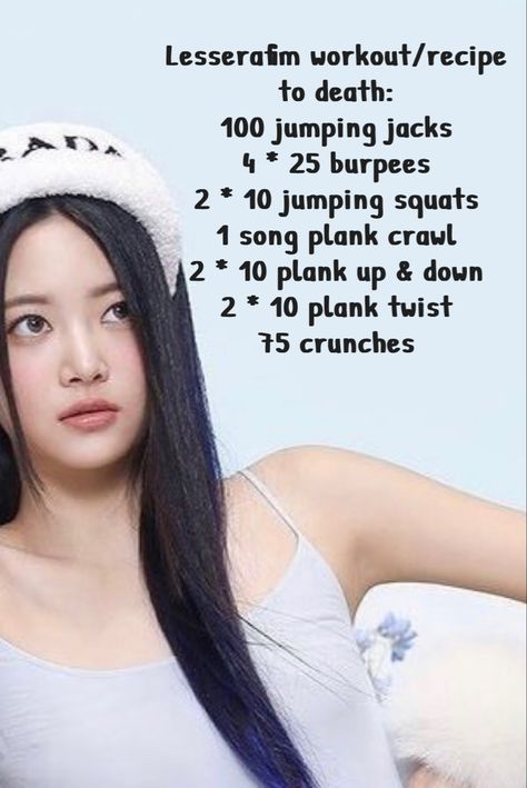 Ok but remember to only do this for yourself if u do this for someone else just nah dont! #eunchae #lesserafim #workout Lesserafim Workout, Eunchae Lesserafim, Workout List, Quick Workout Routine, Kpop Dance, Jumping Jacks, Burpees, Good Habits, Quick Workout