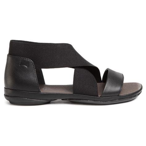 Simple yet elegant, the Right Nina slip-on sandals from Camper are a great combination of form and function. Making the most of a winning formula, these cool sandals complete any casual summer outfit.   Full grain calfskin leather upper.  Breathable leather and textile lining for comfort.  Soft EVA insole for cushioning and support.  Elastic overlapping straps for secured fit.  Flexible rubber sole for grip and traction.