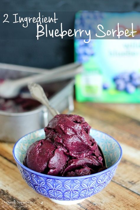 Blueberry Sorbet (2 Ingredients) • Domestic Superhero Sorbet Recipes Easy, Blueberry Sorbet, Boozy Popsicles, Sorbet Recipe, Lime Sorbet, Sorbet Ice Cream, Fruit Sorbet, Ice Cream Maker Recipes, Fruit Ice Cream