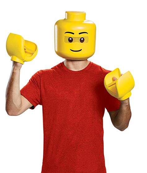 Amazon.com: Disguise Men's Lego Iconic Mask & Hands Costume Kit, Yellow, One Size Adult: Clothing Lego Mask, Lego Man Costumes, Lego Costumes, Lego Hand, Lego Costume, Lego Head, Classic Lego, Lego Man, Lego Characters