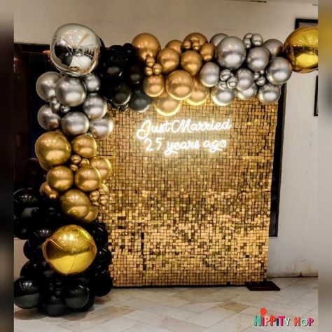 Wedding Anniversary Stage Decoration, Company Anniversary Decoration, 25th Anniversary Balloon Decorations, Backdrop Anniversary Ideas, Decoration Ideas For 25th Anniversary, 25th Anniversary Stage Decoration, 25th Anniversary Backdrop Ideas, Silver Jubilee Anniversary Decoration, Anniversary Stage Decoration