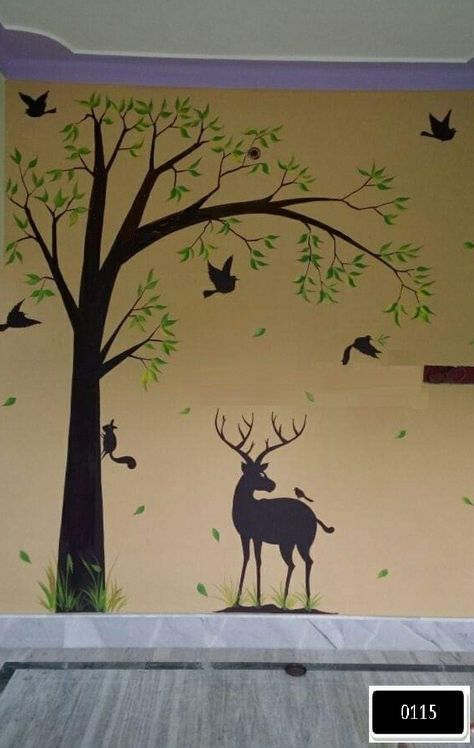 Wall Painting Near Window, Simple Wall Painting Ideas, Penting Art, Wall Painting Ideas Creative, Tree Wall Painting, Home Wall Painting, Creative Wall Painting, Street Wall, Wall Art Diy Paint