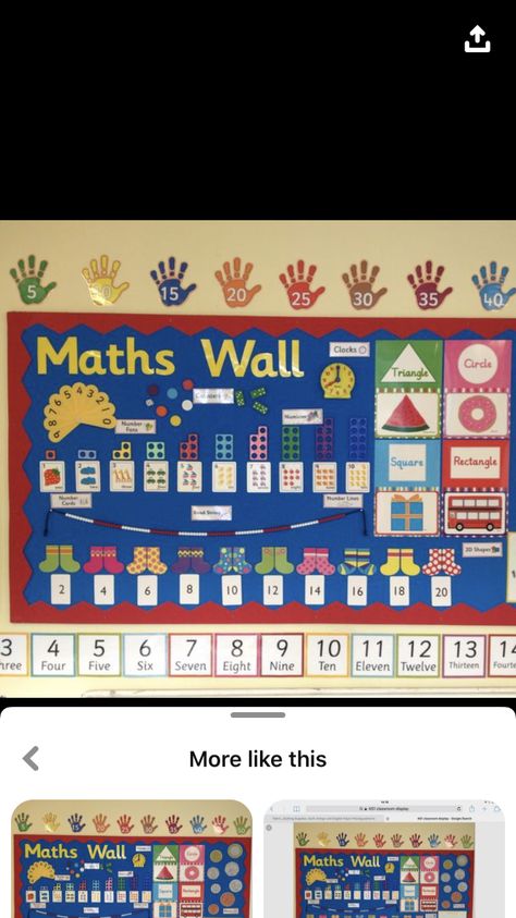 Math Wall For Kindergarten, Maths Display Board Ideas, Maths Wall Decoration Ideas, Math Corner Classroom Ideas Kindergarten, Math Corner Classroom Ideas Preschool, Math Corner Classroom Ideas, Kindergarten Math Wall, Numeracy Display, Classroom Displays Ks2