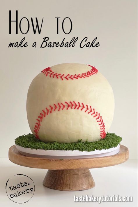 Baseball Smash Cake Diy, Baseball Shaped Cake, Baseball Cakes For Boys, How To Make A Baseball Cake, Homemade Baseball Cake, Baseball Bday Cake, Baseball Birthday Cake Ideas, Baseball Themed Smash Cake, Baseball Cake Balls