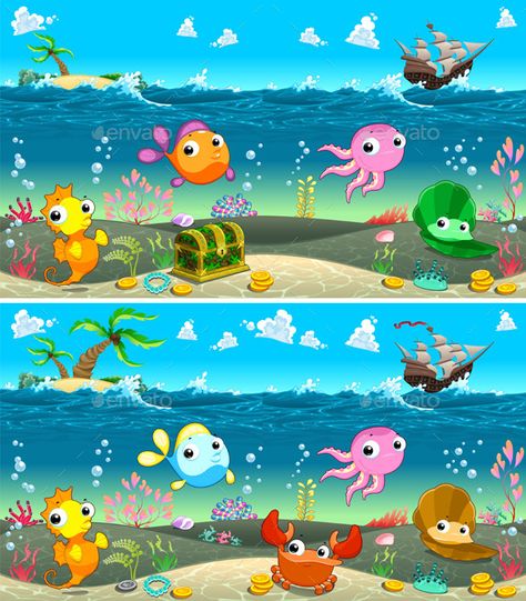 Spot the Differences Find 5 Differences, Spot The Difference Kids, Find The Difference Pictures, Kids Worksheets Preschool, Spot The Difference, صفحات التلوين, Aktivitas Montessori, Hidden Pictures, Picture Puzzles