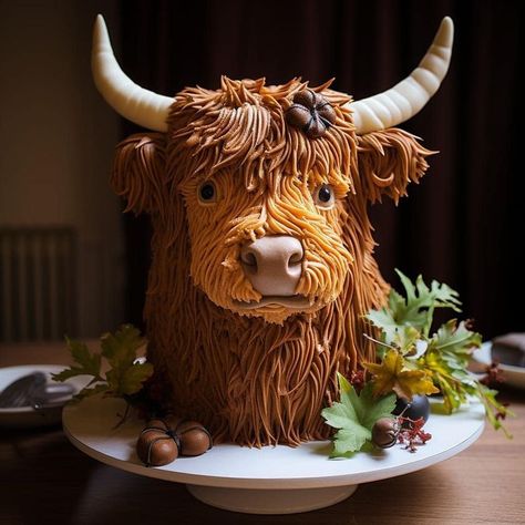 What a fantastic cake. #highlandcattle #cake Highland Cake, Cow Smash Cake, Highland Cow Cake, Healthy Baking Alternatives, Sugar Free Pastries, Cow Birthday Cake, I Love Cows, Cow Cake, Fox Cake