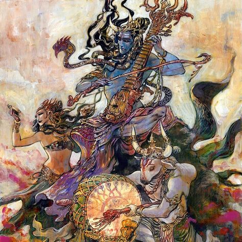 "Sing to the barren sky, like rain does to a famished tree, be the sound that lives humbly between the murmur of leaves and chirping of birds, become the song which dwells in the silence of listening and in braving the storms.". www.abhishekartstore.com #song#music#meditate#mythology#meditation#shiva#stories#poem#love#art#painting#comics#graphicnovel#blue#quotes#parvati#goddess#nandi#music#drums#instruments Abhishek Singh Art, Abhishek Singh, Psy Art, Age Of Sigmar, Hindu Mythology, Shiva Art, Lord Shiva Painting, Hindu Deities, God Art