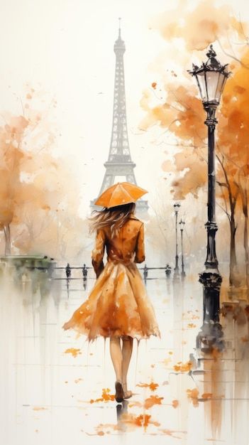 Une Peinture D'une Femme Marchant Sous L... | Premium Photo #Freepik #photo #illustration-paris #femme-aquarelle #femme-automne #peinture-paysage Anastasia Illustration, Art Parisien, Tour Eiffel Paris, Paris Illustration, Paris Painting, Fedora Hat Women, Amazing Paintings, Hat Women, Tour Eiffel