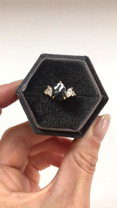 Sophia Perez Jewellery on Instagram: "A galaxy of your own. ⠀⠀⠀⠀⠀⠀⠀⠀⠀ The gorgeous 1.19ct Round Brilliant Cut Grey salt & pepper Diamond Juno Ring Bezel-set in 18ct yellow gold." Engagement Vibes, Galaxy Diamond, Salt Pepper Diamond, Future Engagement Rings, Alternative Bride, Ring Bezel, Pepper Diamond, Salt And Pepper Diamond, Juno