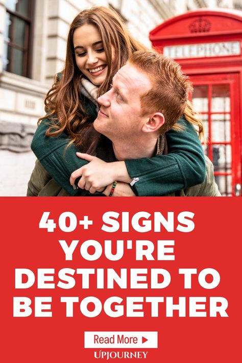 Discover the undeniable signs that indicate you and your partner are truly meant to be together. With over 40 signs to look out for, explore the hints that destiny may have brought you two souls closer. Whether it's shared values, common goals, or unwavering support, find reassurance in these telltale signals of a lasting connection. Dive into this insightful list and see how many traits resonate with your own relationship journey. Understand why some bonds are simply destined to last a lifetime Destined To Be Together, Meant To Be Together, We Fall In Love, Strong Relationship, Best Relationship, Motivate Yourself, Relationship Tips, Understanding Yourself, Over 40