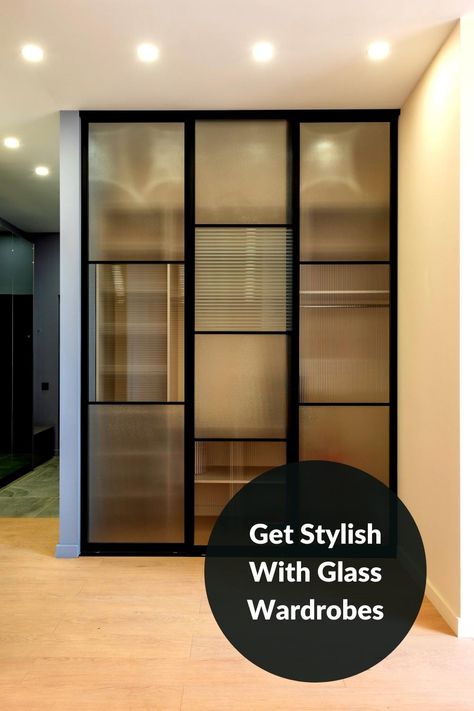 Wardrobe Design With Glass Door, Wardrobes With Glass Doors, Wardrobe With Glass Sliding Door, Wardrobe Aluminium Door, Glass Wardrobes For Bedrooms, Glass Cubords Ideas Bedroom, Sliding Door With Storage, Fluted Glass Sliding Wardrobe, Glass Slider Wardrobe Design