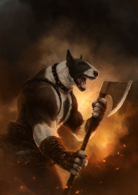 ArtStation - Bull Terrier Berserk, Mirko Failoni Bull Terrier Art, Livestock Guardian Dog, Art Alien, English Bull Terriers, Best Dog Breeds, Fantasy Monster, Bull Terrier Dog, Modern Fantasy, Large Dog Breeds