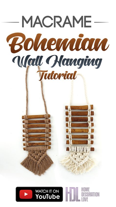 Cinnamon Stick Wall Hanging, Cinnamon Macrame, Cinnamon Stick Macrame, Easy Knots, Driftwood Macrame, Diy Bohemian, Macrame Wall Hanging Tutorial, Bohemian Macrame, Macrame Tutorials